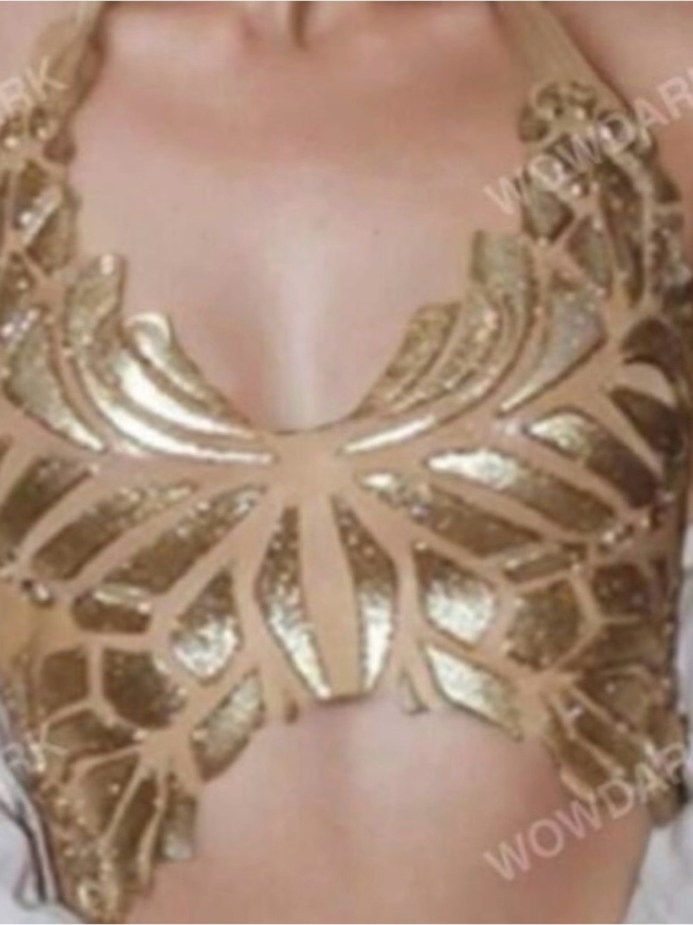 Gold Metallic Cutout Crop Top - Women